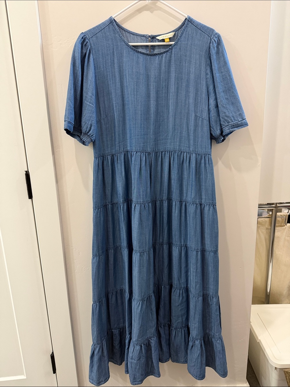 DownEast Blue Tiered Maxi Dress - Short Puff Sleeves